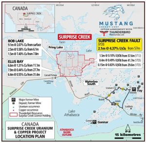 Mustang Energy Corp. Completes Sampling Program at Surprise Creek Project, Saskatchewan and Provides Update on the Acquisition of the Ford Lake Project